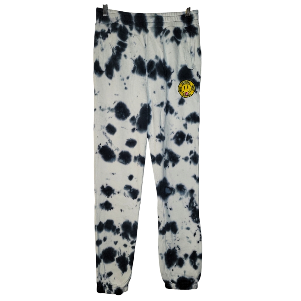 WESC Sweatpants, 100% Cotton Boy's Tie-dye Joggers, L, Black/ White, NWT